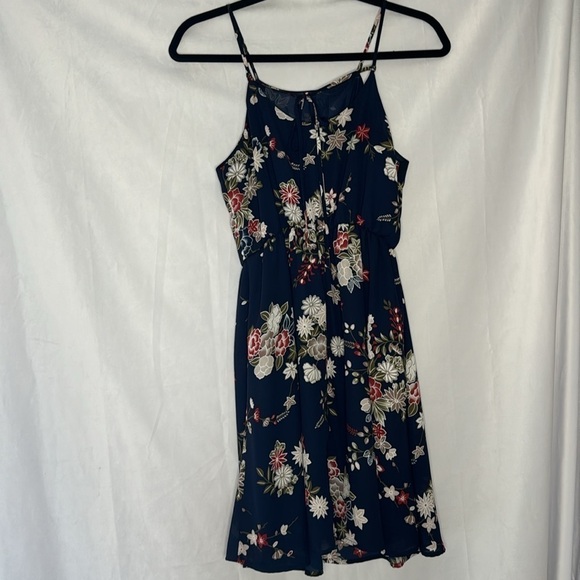 LUSH NAVY FLORAL CHIFFON DRESS (XS) - Picture 7 of 8
